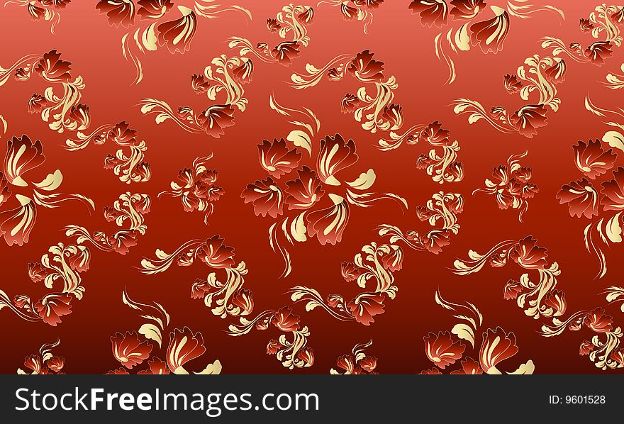 Illustration with decorative seamless royal floral ornament