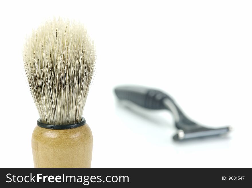 Shaving items isolated against a white background. Shaving items isolated against a white background