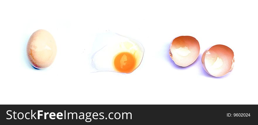 Whole egg and shell on the white background. Whole egg and shell on the white background.