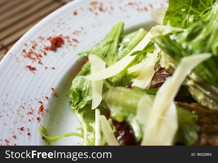 Plate of salad on the table