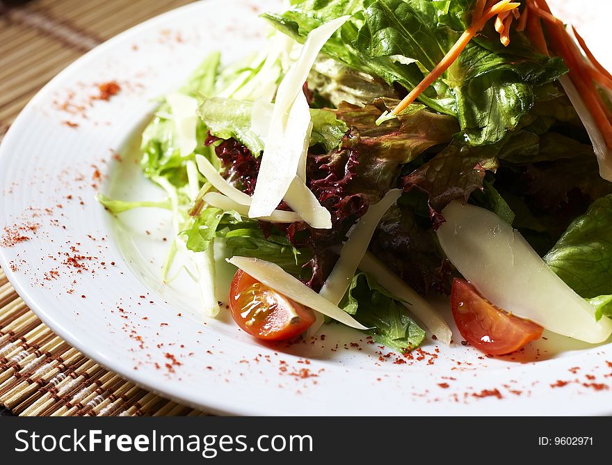 Plate of salad on the table