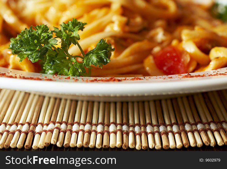 Plate of spaghetti tomato and pasta