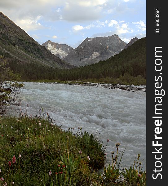Russia, Mountain Altai, area the Katunsky ridge, a river Kucherla watershed.