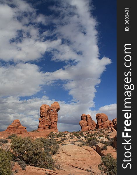 USA, Arches - Mushroom rock formations. USA, Arches - Mushroom rock formations