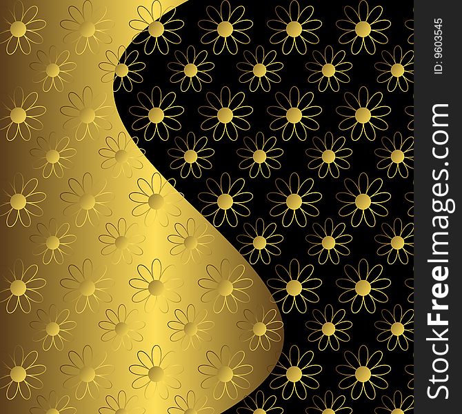 Floral decorative black and golden  background (vector). Floral decorative black and golden  background (vector)