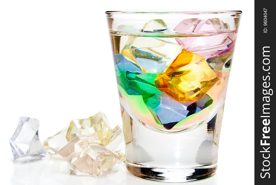 Colorful alcoholic cocktail with ice cubes