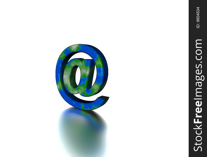 Email symbole with planet texture