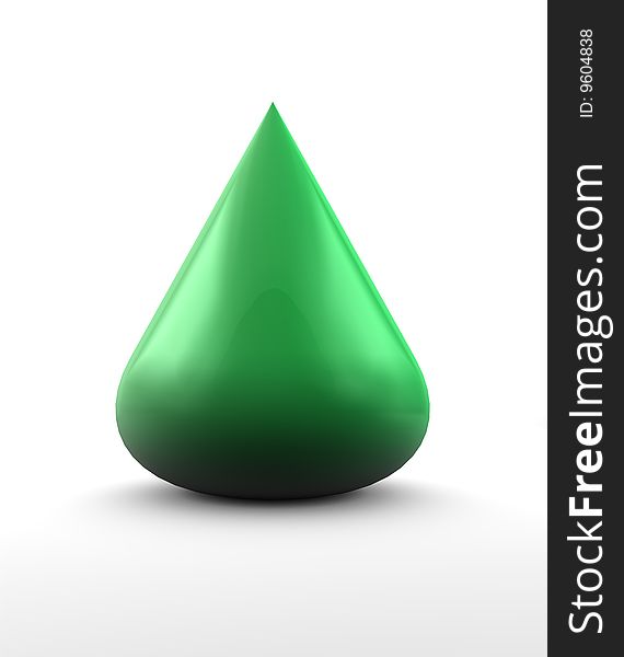 Green drop on white background