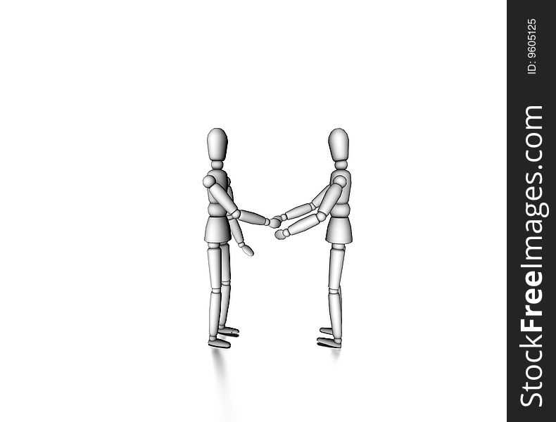 Figures shaking hands on white background. Figures shaking hands on white background