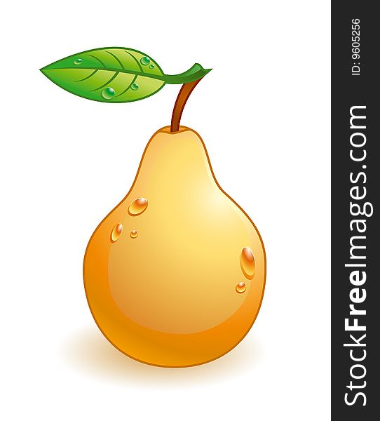 Vector glossy pear with some water drops