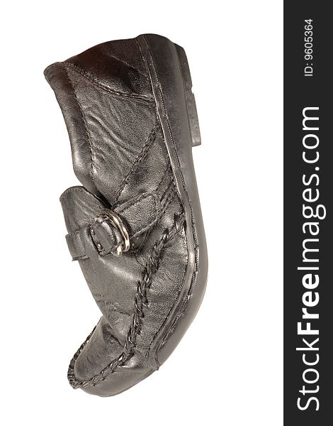 Masculine shoe. Black shiny man's shoe