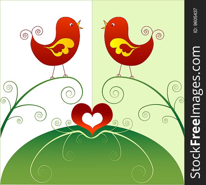 Birds in love, vector illustration