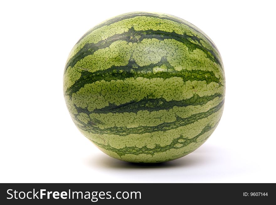Side view of a whole watermelon isolated on white