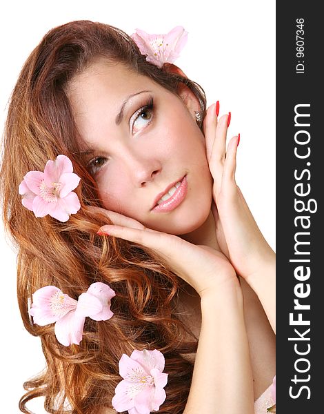 Close-up portrait of beautiful young girl with long hair. Close-up portrait of beautiful young girl with long hair