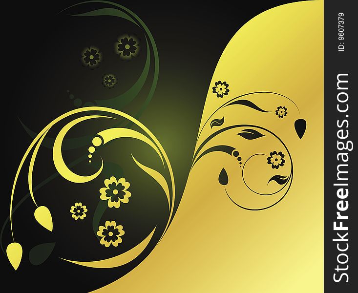 Abstract golden floral background (vector)