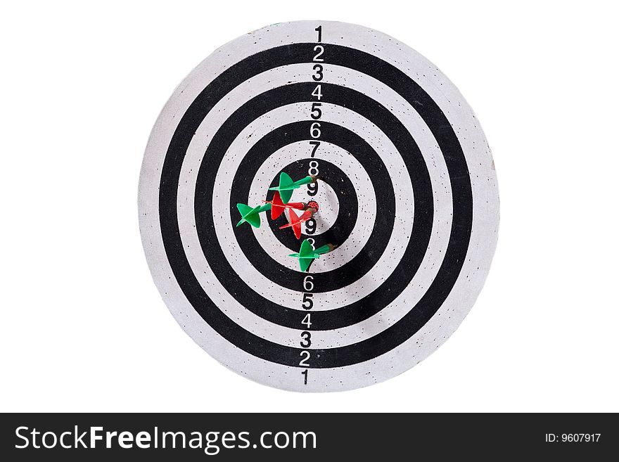 Target with darts isolated on a white background