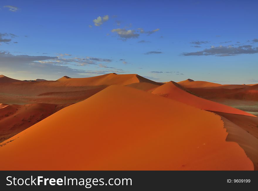 Sand dune during the sundrise in the sossusvlei namibia. Sand dune during the sundrise in the sossusvlei namibia