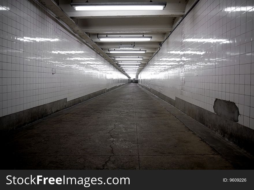 A tiled subway entrance in Brooklyn