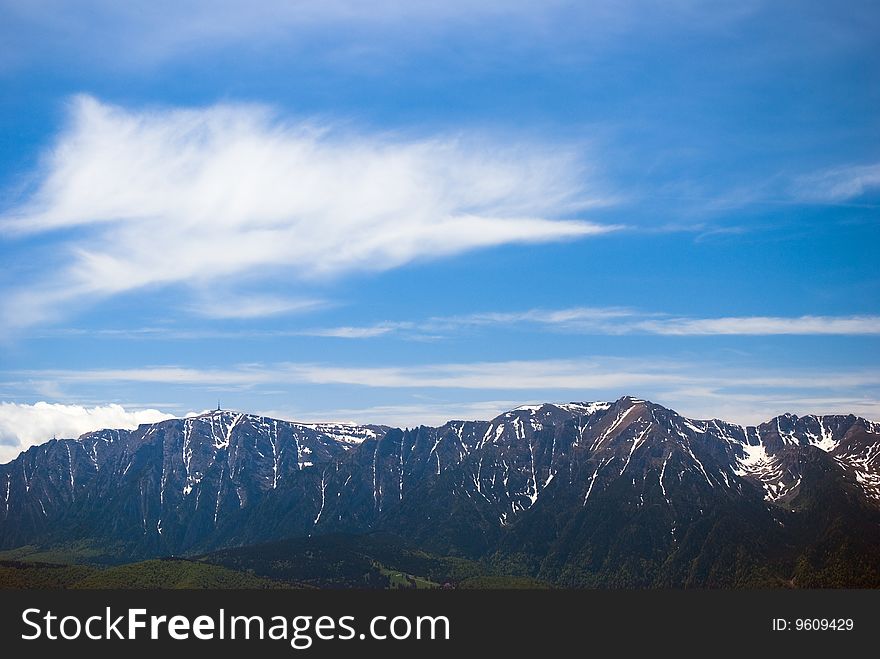 The north face of the Bucegi mountains, a part of the Carpathian mountains