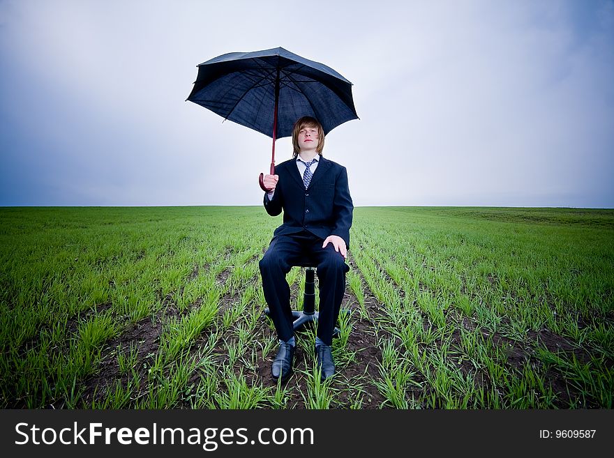 Businessman With Umbrella