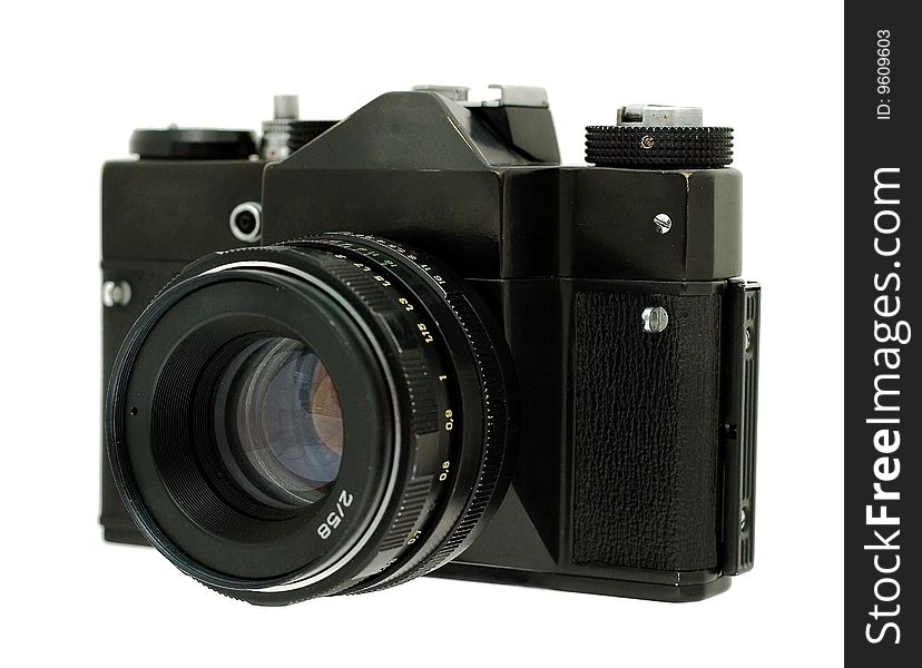 Old film camera isolate on a white background. Old film camera isolate on a white background