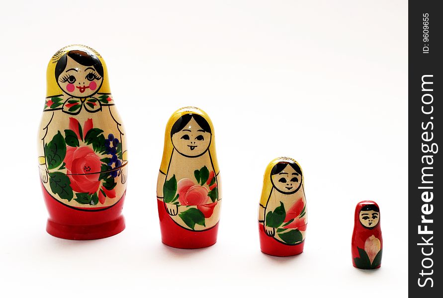 Wooden nested stacking dolls from Russia. Wooden nested stacking dolls from Russia