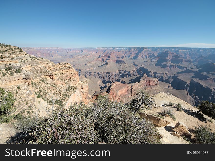 A panoramic view of the rock formations in the Grand Canyon, Arizona, USA.