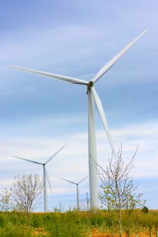 Modern Windmills Against Blue Sky Stock Photos Modern Windmills Against Blue Sky Stock Photos