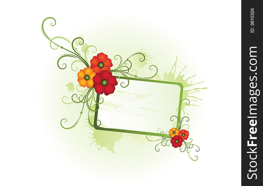 Summer floral frame with poppies