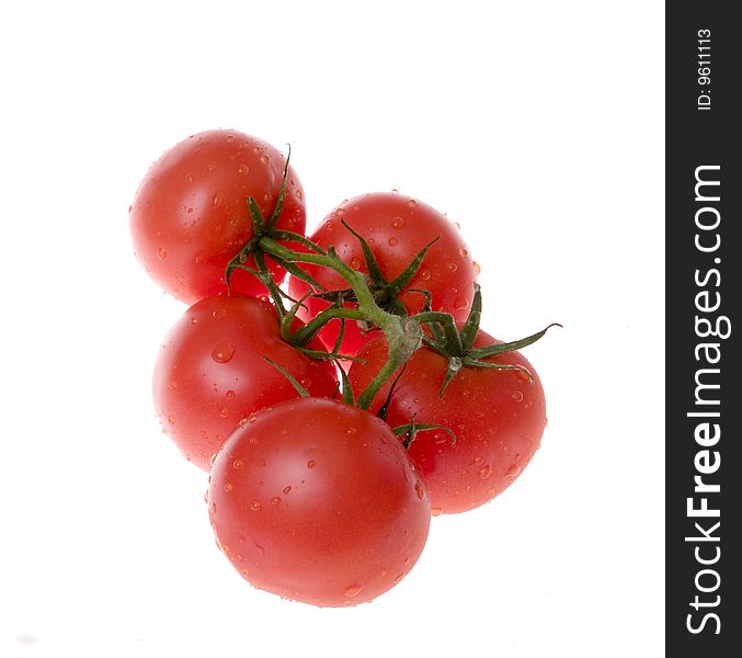 Bunch of tomatoes on white ground