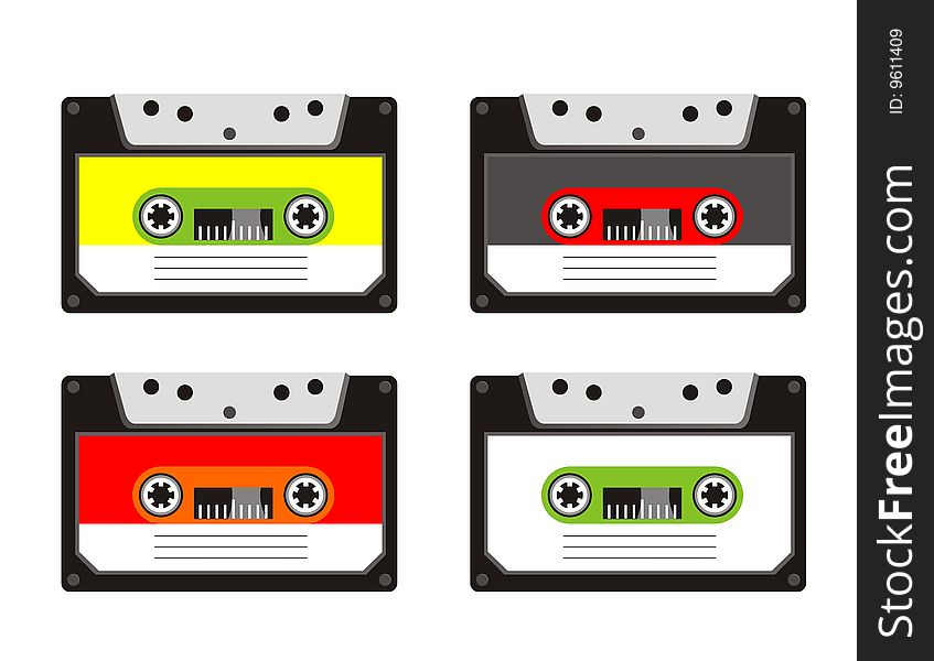 Audio tapes in various colors