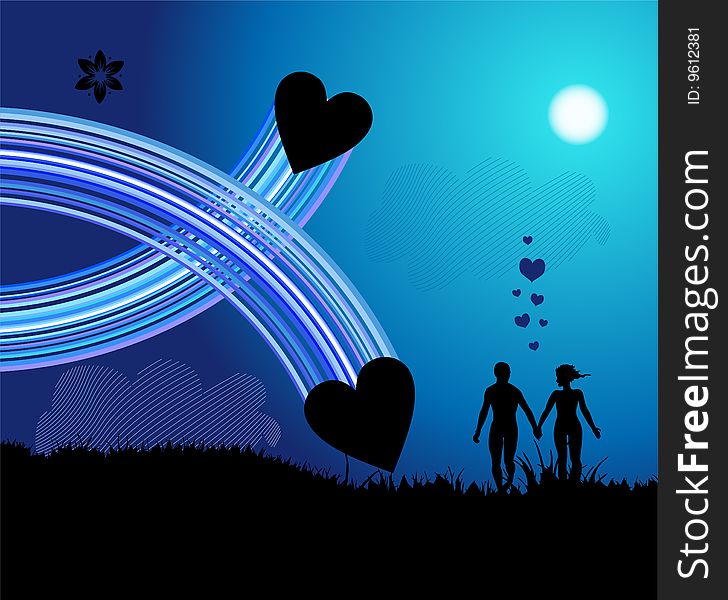Romantic walk background, vector illustration