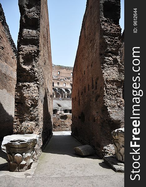 The walls in Colosseum, Rome, Italy