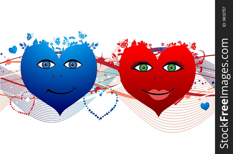 Valentine hearts, love, vector illustration