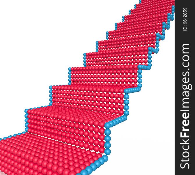 Red ladder from spheres with a blue side