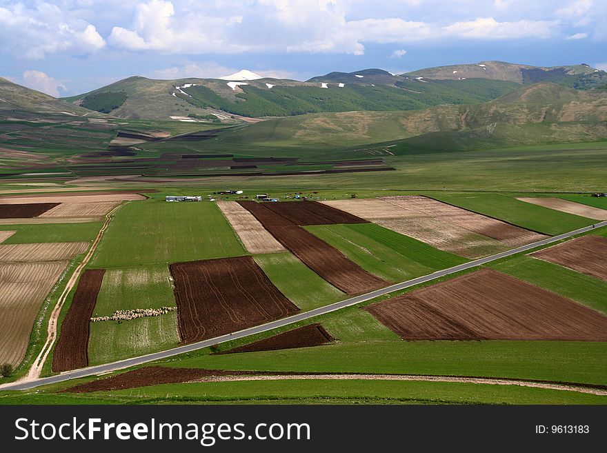 Spring landscape captured near Castelluccio di Norcia - Umbria - Italy. Spring landscape captured near Castelluccio di Norcia - Umbria - Italy