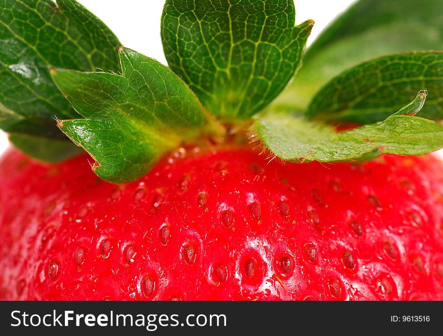 Close-up view of a fresh, vibrant organic strawberry. Close-up view of a fresh, vibrant organic strawberry