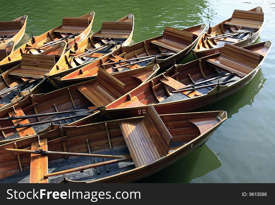 Rowboats in the lake from a boat rental