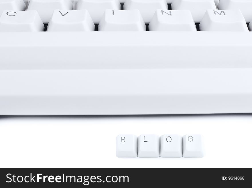 Microblog concept - keyboard keys isolated on white