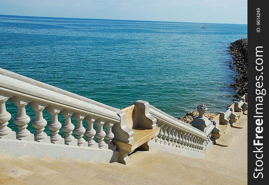 Stair by the sea leading down towards the cliffs. Stair by the sea leading down towards the cliffs.