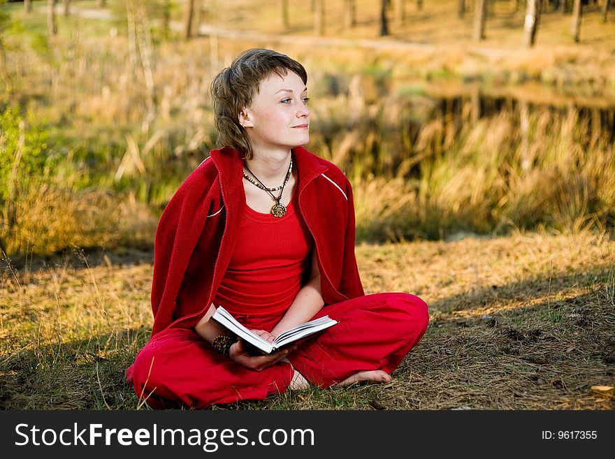 Woman relaxing in the forest