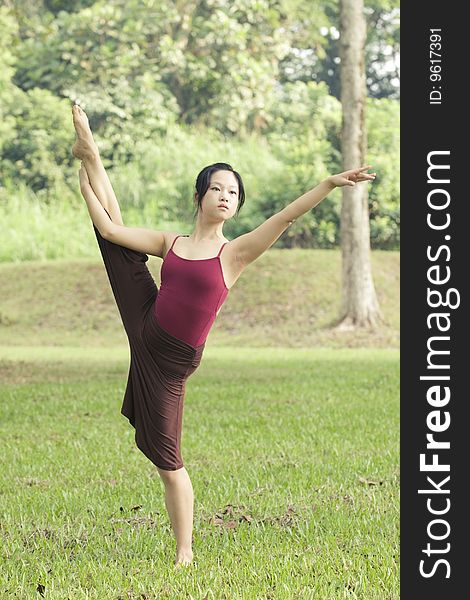 Portrait of asian ballet dancer outdoor