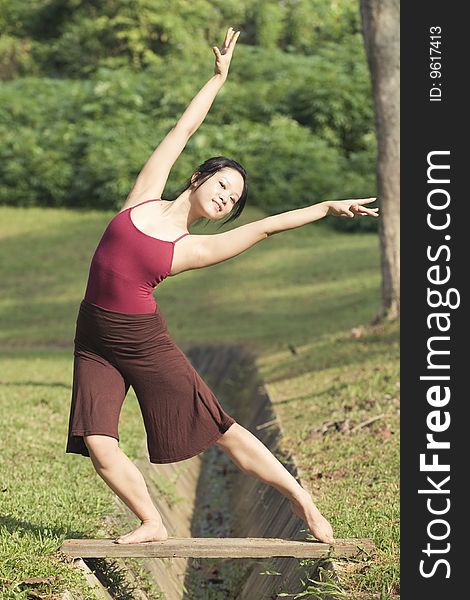 Portrait of asian ballet dancer outdoor