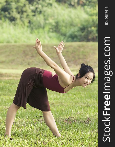 A portrait of asian female ballet dancer outdoor. A portrait of asian female ballet dancer outdoor