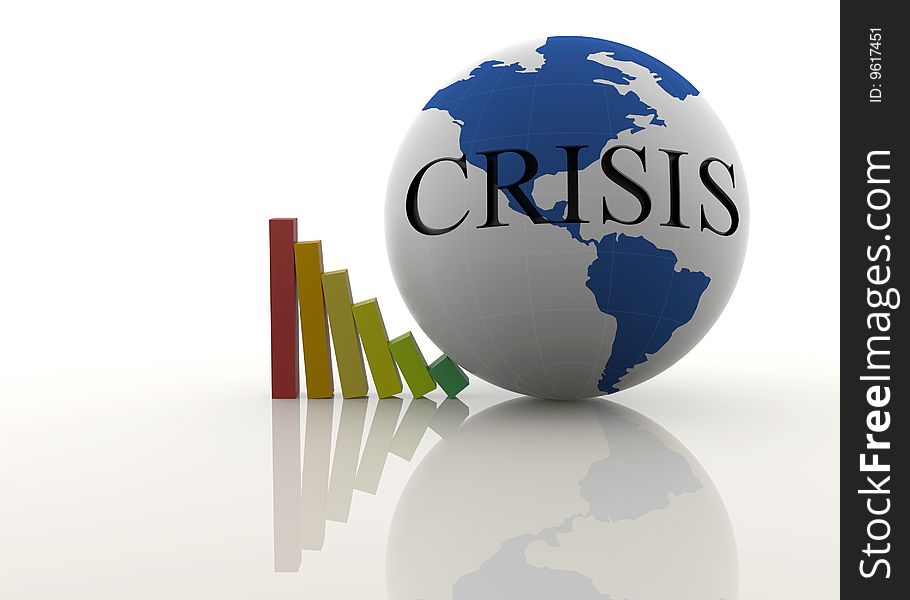 Mondial crisis breaks business graph. Computer generated image. Mondial crisis breaks business graph. Computer generated image