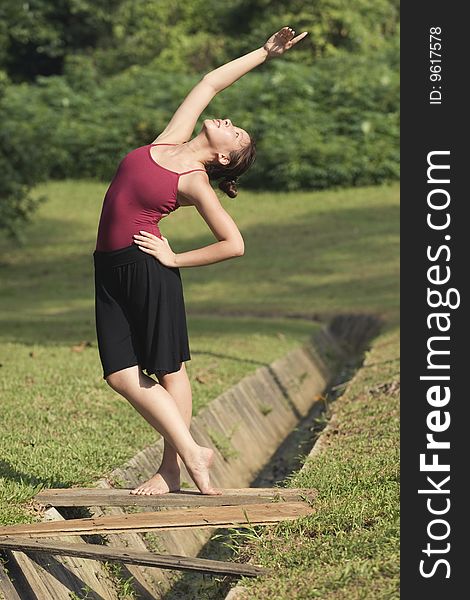 Portrait of asian ballet dancer outdoor