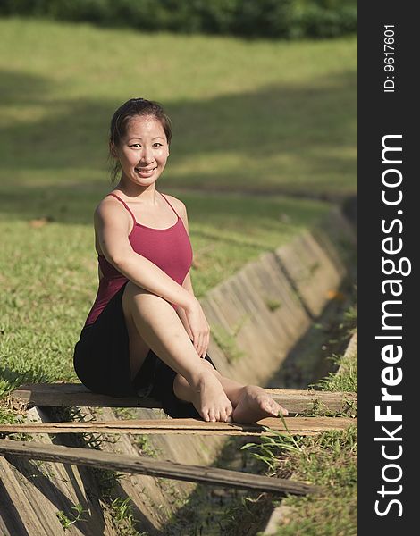 A portrait of asian female ballet dancer outdoor. A portrait of asian female ballet dancer outdoor