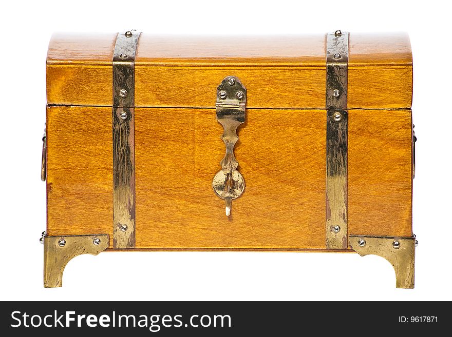 Wooden chest isolated on a white background