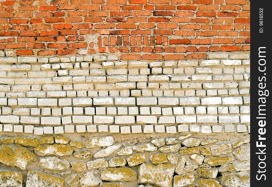 Abstract background with old brick wall and stones. Abstract background with old brick wall and stones.