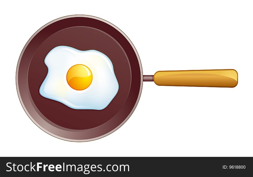 Vector glossy fried egg on pan